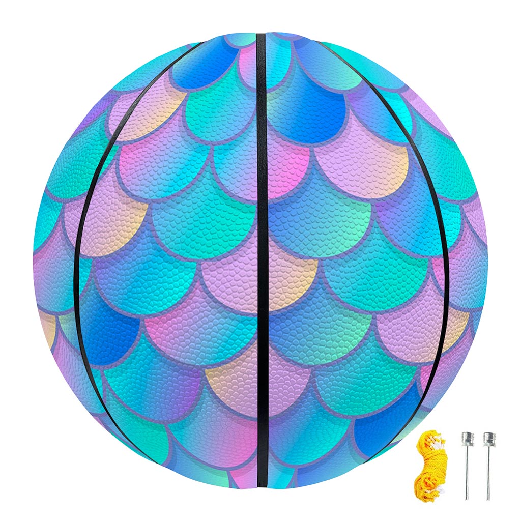 Pink Teal Mermaid Scales Pattern Print Basketball