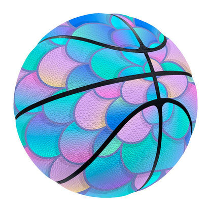Pink Teal Mermaid Scales Pattern Print Basketball