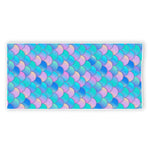 Pink Teal Mermaid Scales Pattern Print Beach Towel