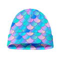 Pink Teal Mermaid Scales Pattern Print Beanie