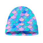 Pink Teal Mermaid Scales Pattern Print Beanie