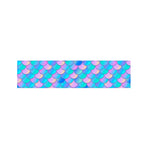 Pink Teal Mermaid Scales Pattern Print Bed Runner