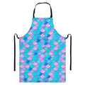 Pink Teal Mermaid Scales Pattern Print Bib Apron With Pocket