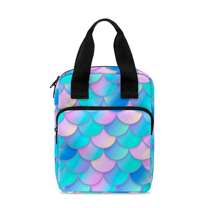 Pink Teal Mermaid Scales Pattern Print Bible Tote Bag