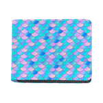 Pink Teal Mermaid Scales Pattern Print Bifold Wallet