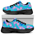 Pink Teal Mermaid Scales Pattern Print Black Chunky Shoes