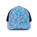 Pink Teal Mermaid Scales Pattern Print Black Mesh Trucker Hat
