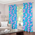 Pink Teal Mermaid Scales Pattern Print Dimout Grommet Curtains