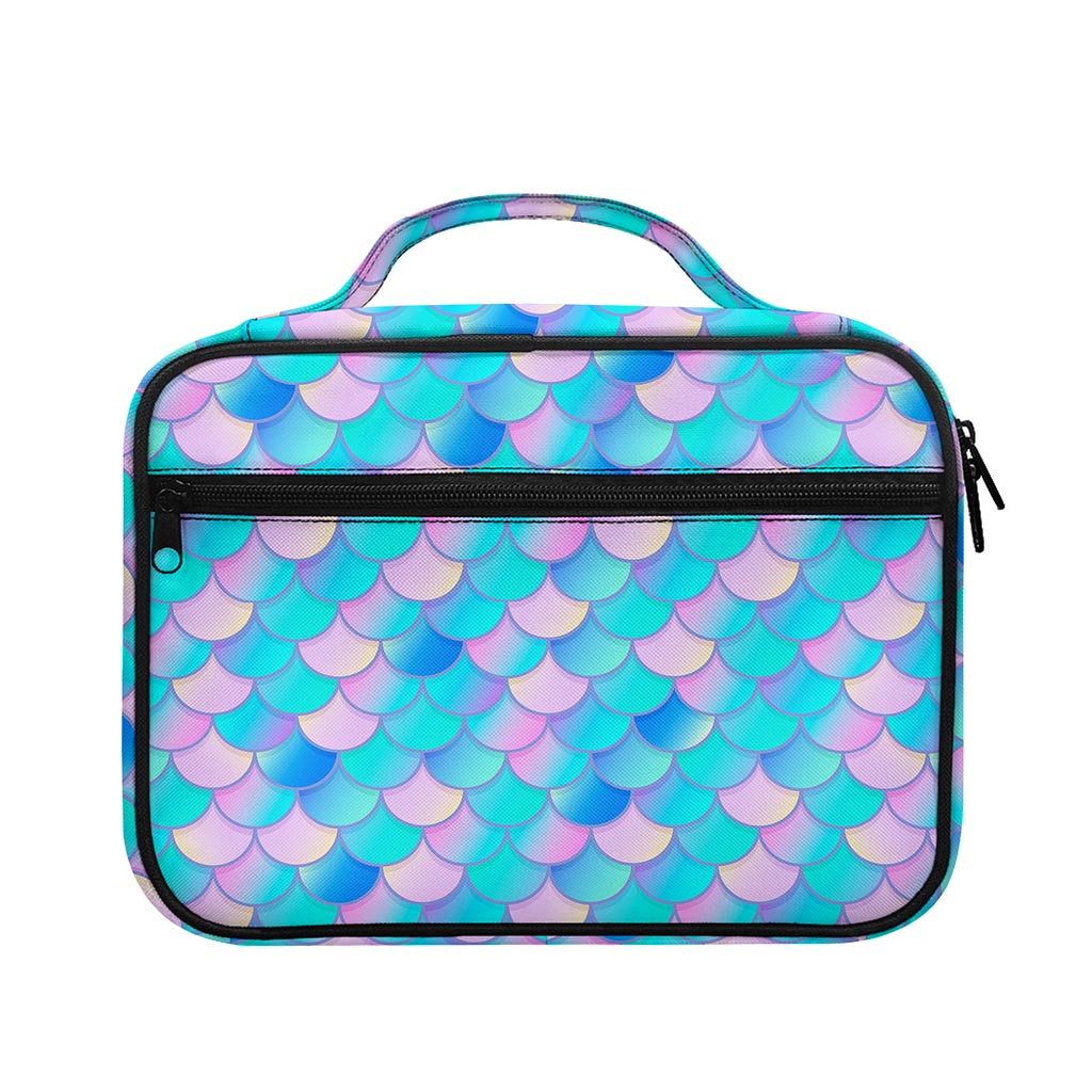 Pink Teal Mermaid Scales Pattern Print Briefcase Bible Bag