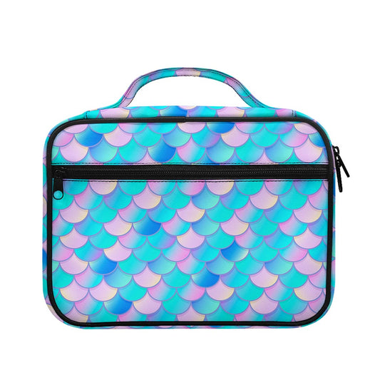Pink Teal Mermaid Scales Pattern Print Briefcase Bible Bag