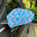 Pink Teal Mermaid Scales Pattern Print Car Side Mirror Covers