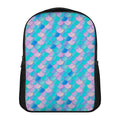 Pink Teal Mermaid Scales Pattern Print Casual Backpack