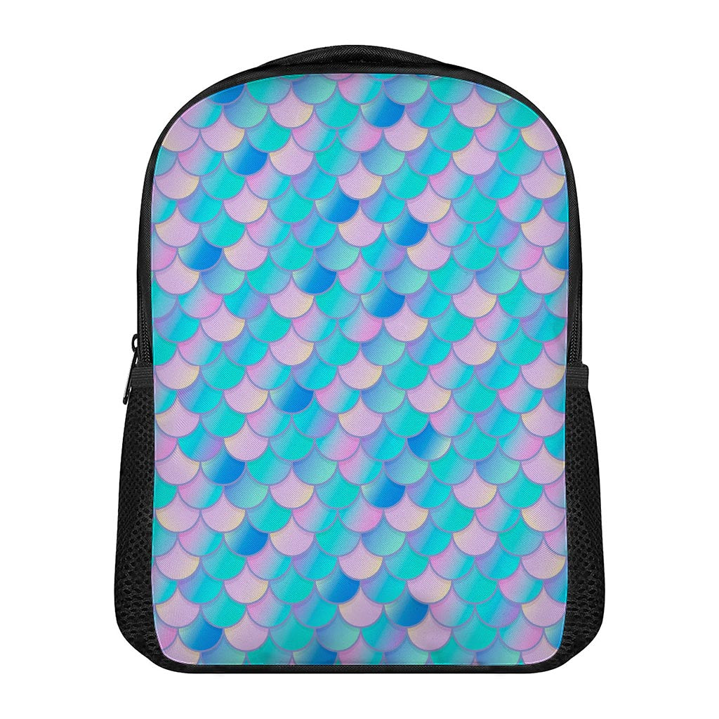 Pink Teal Mermaid Scales Pattern Print Casual Backpack