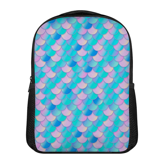 Pink Teal Mermaid Scales Pattern Print Casual Backpack