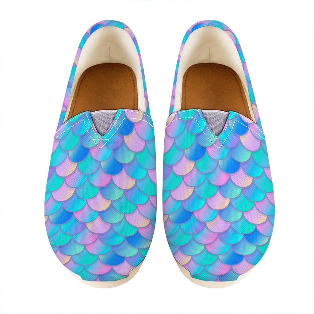 Pink Teal Mermaid Scales Pattern Print Casual Shoes