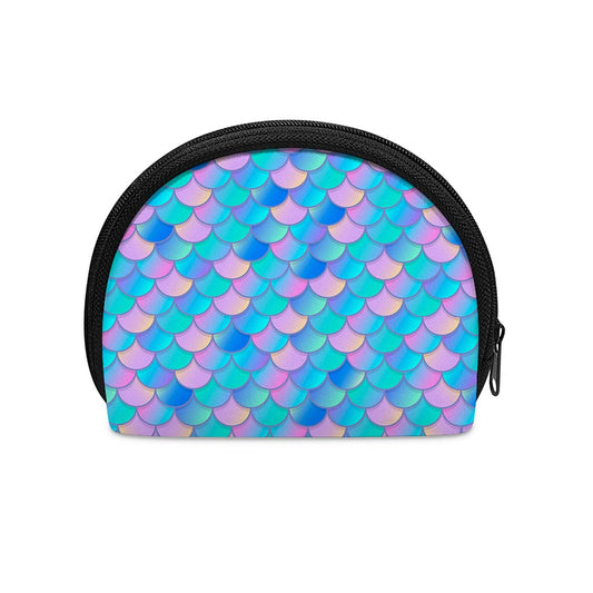 Pink Teal Mermaid Scales Pattern Print Coin Purse