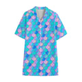 Pink Teal Mermaid Scales Pattern Print Cotton Hawaiian Shirt