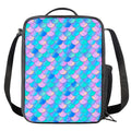 Pink Teal Mermaid Scales Pattern Print Crossbody Lunch Bag