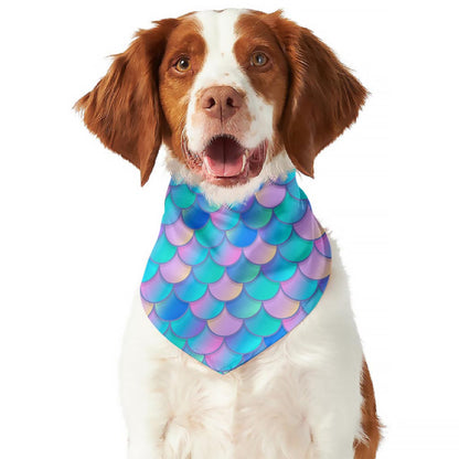 Pink Teal Mermaid Scales Pattern Print Dog Bandana