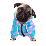Pink Teal Mermaid Scales Pattern Print Dog Zip Up Hoodie
