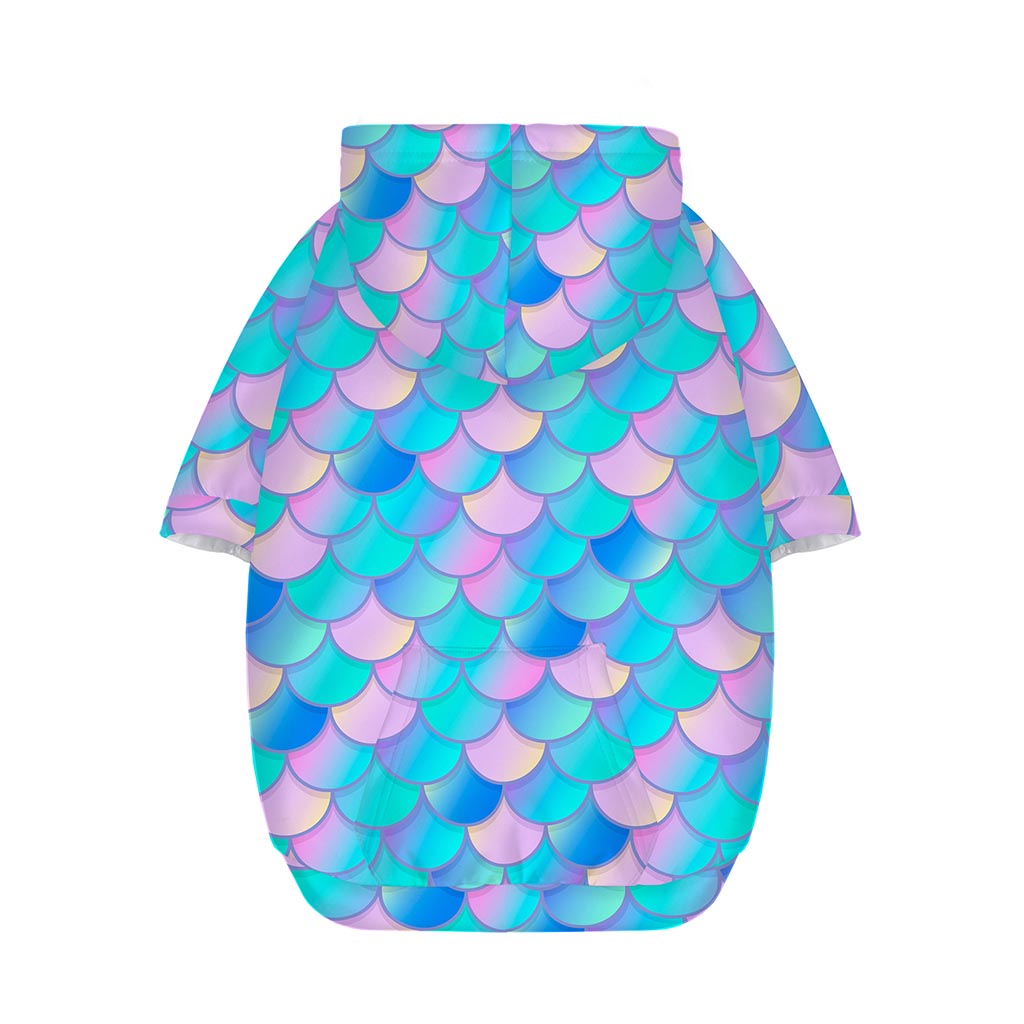 Pink Teal Mermaid Scales Pattern Print Dog Zip Up Hoodie