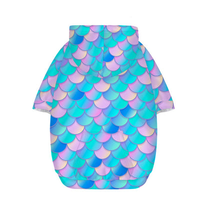 Pink Teal Mermaid Scales Pattern Print Dog Zip Up Hoodie
