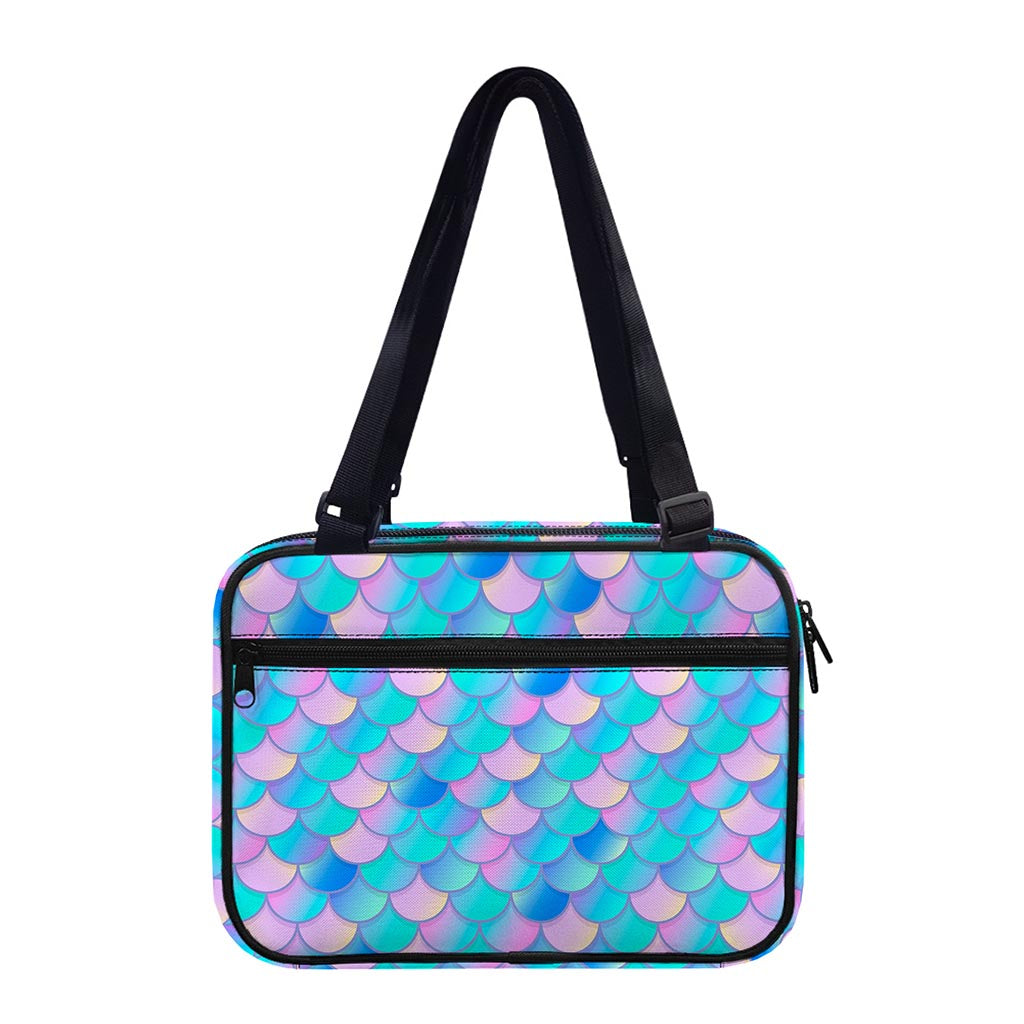 Pink Teal Mermaid Scales Pattern Print Double Strap Bible Bag