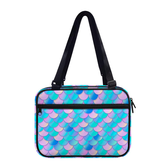 Pink Teal Mermaid Scales Pattern Print Double Strap Bible Bag