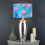 Pink Teal Mermaid Scales Pattern Print Drum Lamp Shade