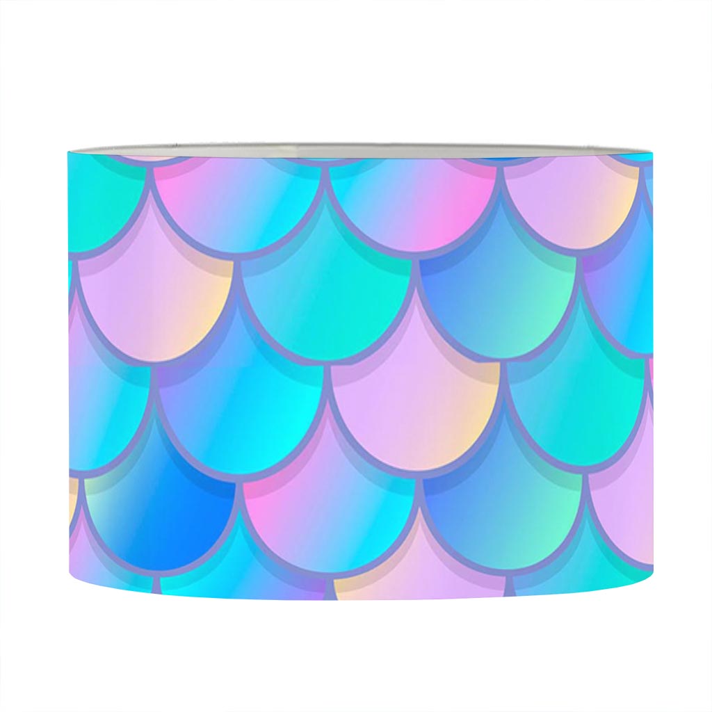 Pink Teal Mermaid Scales Pattern Print Drum Lamp Shade