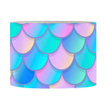Pink Teal Mermaid Scales Pattern Print Drum Lamp Shade