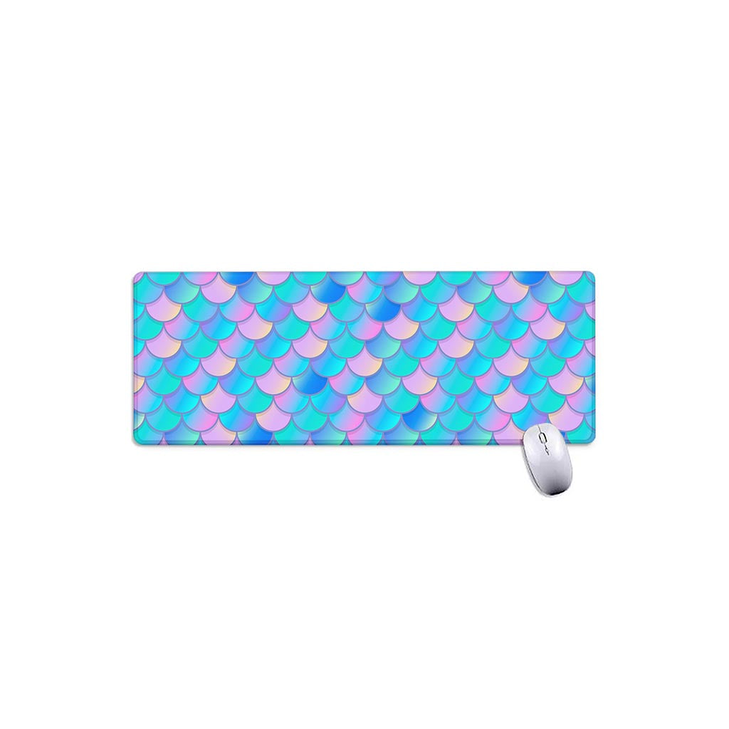 Pink Teal Mermaid Scales Pattern Print Extended Mouse Pad