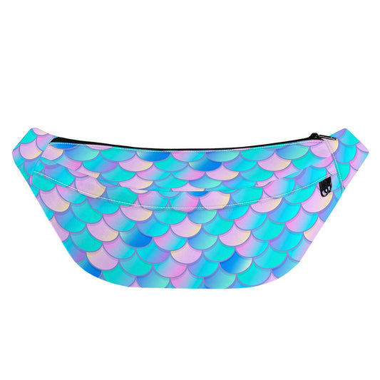 Pink Teal Mermaid Scales Pattern Print Fanny Pack