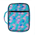 Pink Teal Mermaid Scales Pattern Print Front Pocket Bible Bag