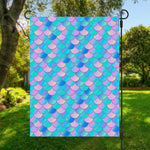 Pink Teal Mermaid Scales Pattern Print Garden Flag