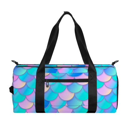 Pink Teal Mermaid Scales Pattern Print Gym Bag
