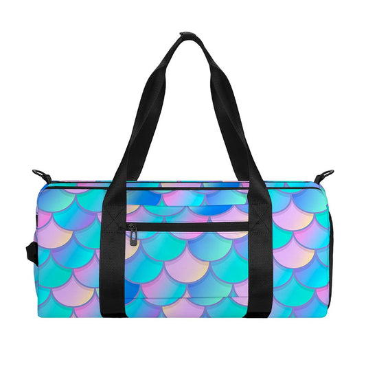 Pink Teal Mermaid Scales Pattern Print Gym Bag