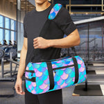 Pink Teal Mermaid Scales Pattern Print Gym Bag