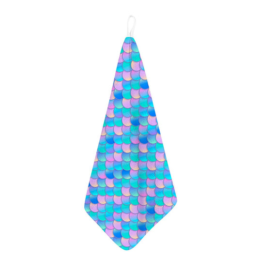 Pink Teal Mermaid Scales Pattern Print Hand Towel