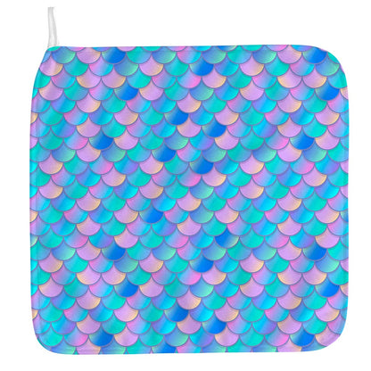 Pink Teal Mermaid Scales Pattern Print Hand Towel