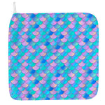 Pink Teal Mermaid Scales Pattern Print Hand Towel