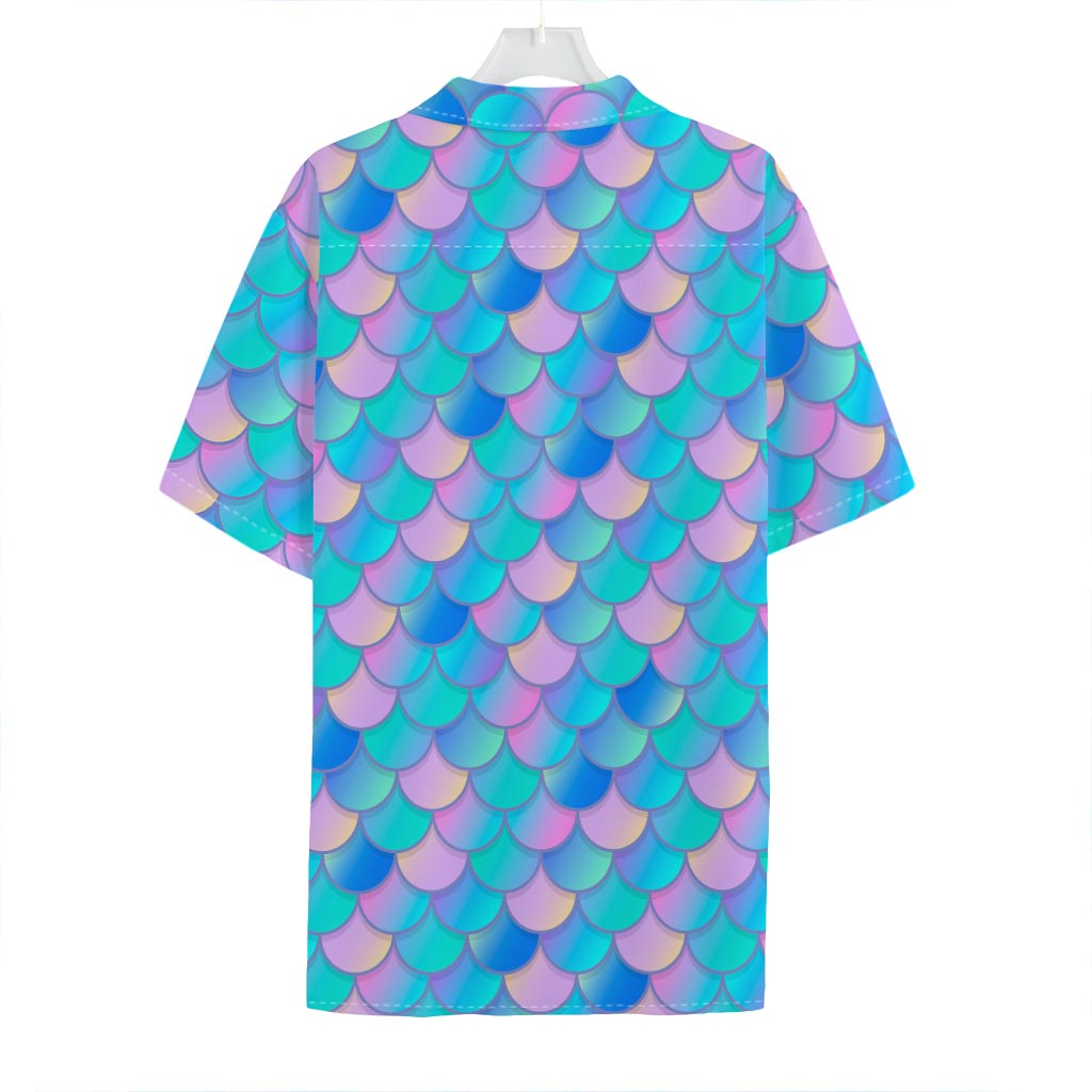 Pink Teal Mermaid Scales Pattern Print Hawaiian Shirt