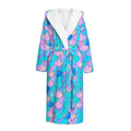 Pink Teal Mermaid Scales Pattern Print Hooded Bathrobe