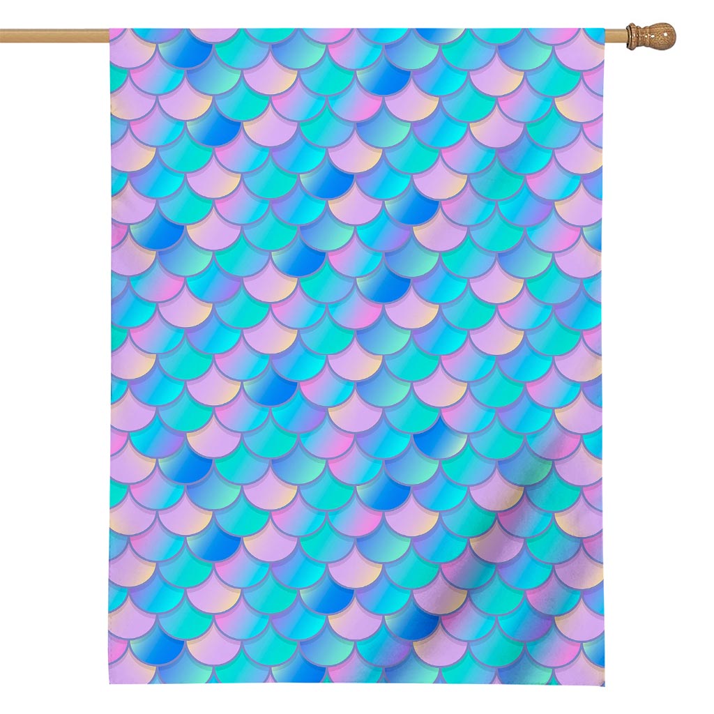 Pink Teal Mermaid Scales Pattern Print House Flag