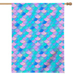Pink Teal Mermaid Scales Pattern Print House Flag