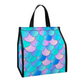 Pink Teal Mermaid Scales Pattern Print Insulated Lunch Tote