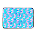 Pink Teal Mermaid Scales Pattern Print Kitchen Mat