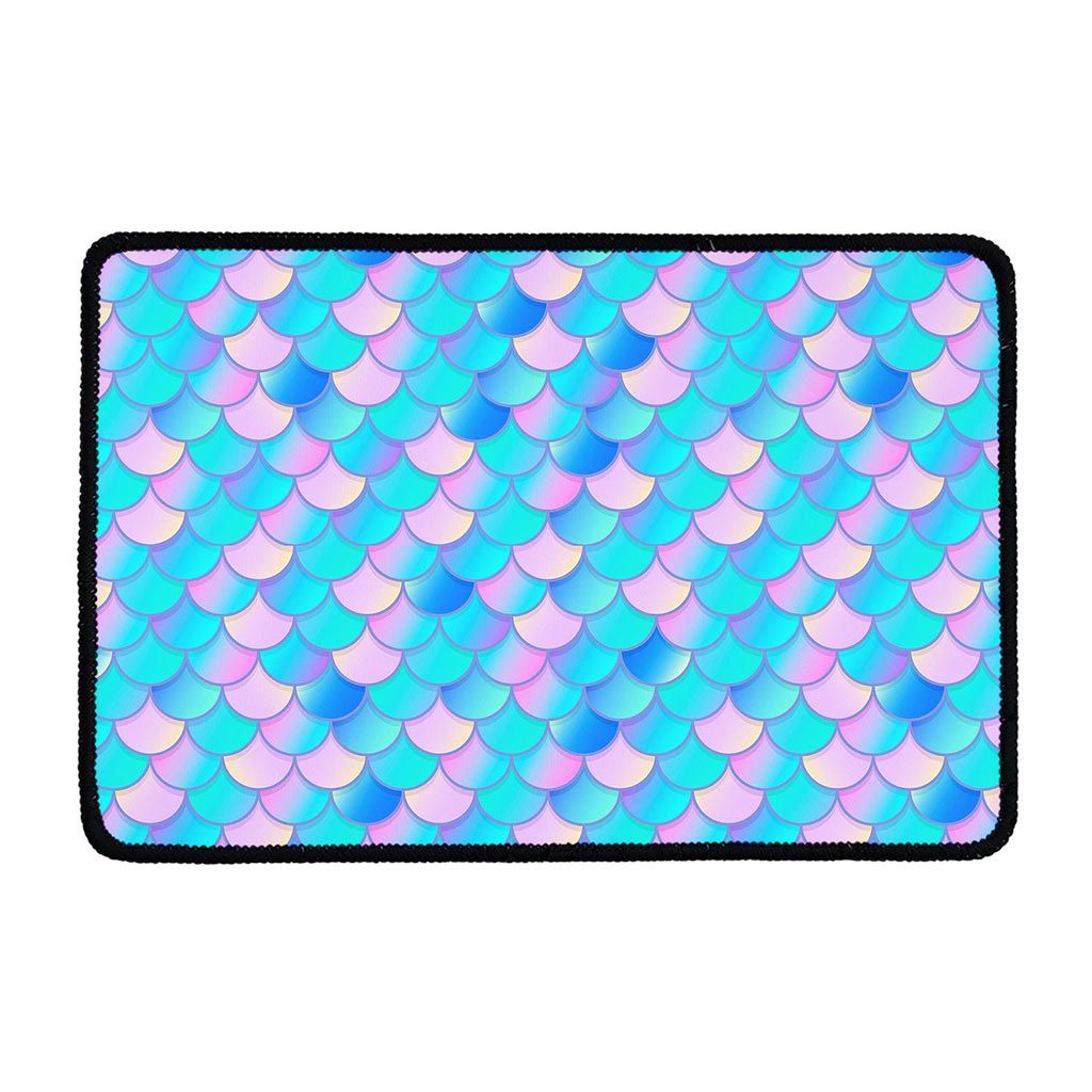 Pink Teal Mermaid Scales Pattern Print Kitchen Mat