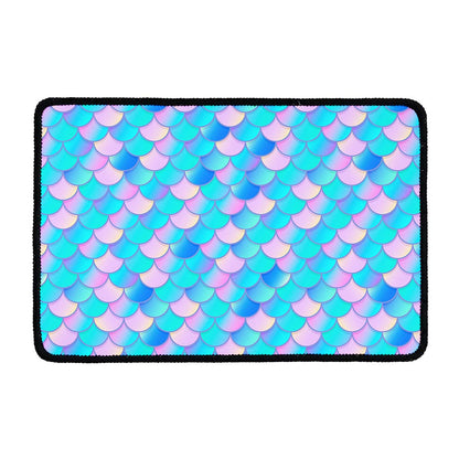 Pink Teal Mermaid Scales Pattern Print Kitchen Mat