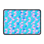 Pink Teal Mermaid Scales Pattern Print Kitchen Mat